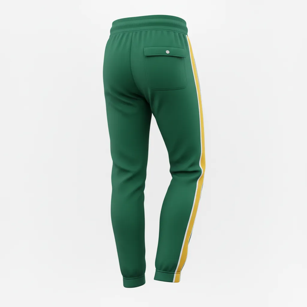 Custom Ice Hockey Jogger Pant - Gold, White - Forest - Back View - HAMCO Sports Inc.