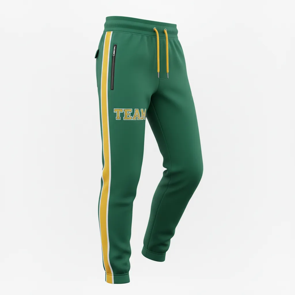 Custom Ice Hockey Jogger Pant - Gold, White - Forest - Front View - HAMCO Sports Inc.