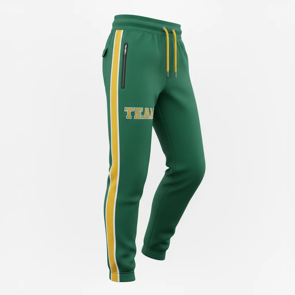 Custom Ice Hockey Jogger Pant - Gold, White - Forest - Side View - HAMCO Sports Inc.