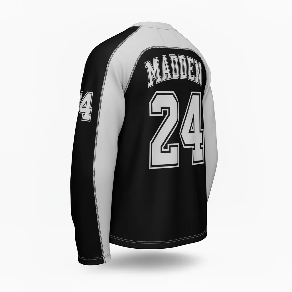 Custom Ice Hockey Long Sleeve T Shirt - Black, White, Grey - Back View - HAMCO Sports Inc.