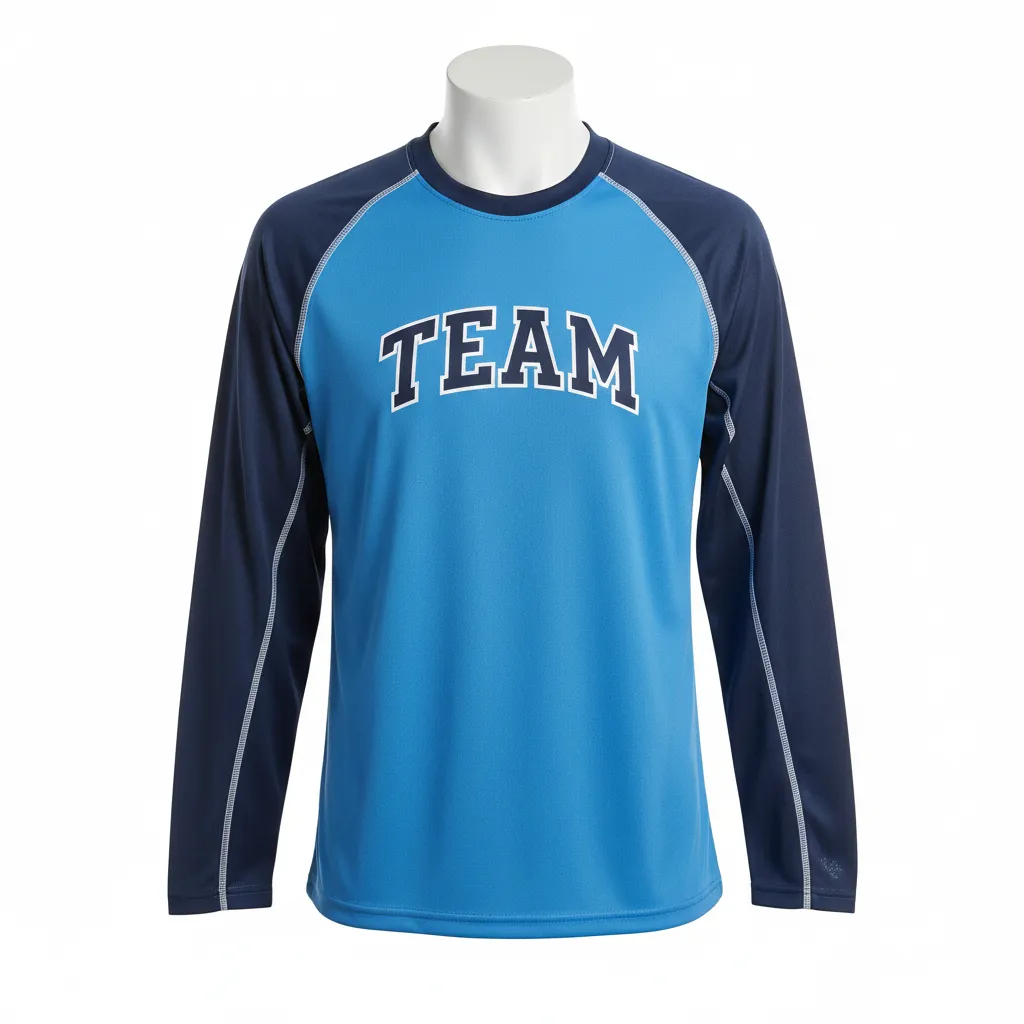 Custom Ice Hockey Long Sleeve T Shirt - Navy, White - Columbia - Front View - HAMCO Sports Inc.