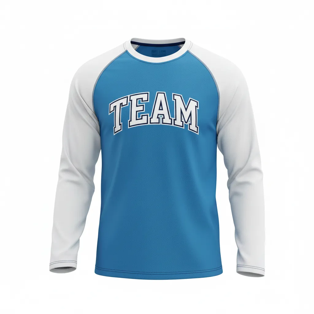 Custom Ice Hockey Long Sleeve T Shirt - White, Navy - Columbia - Front View - HAMCO Sports Inc.