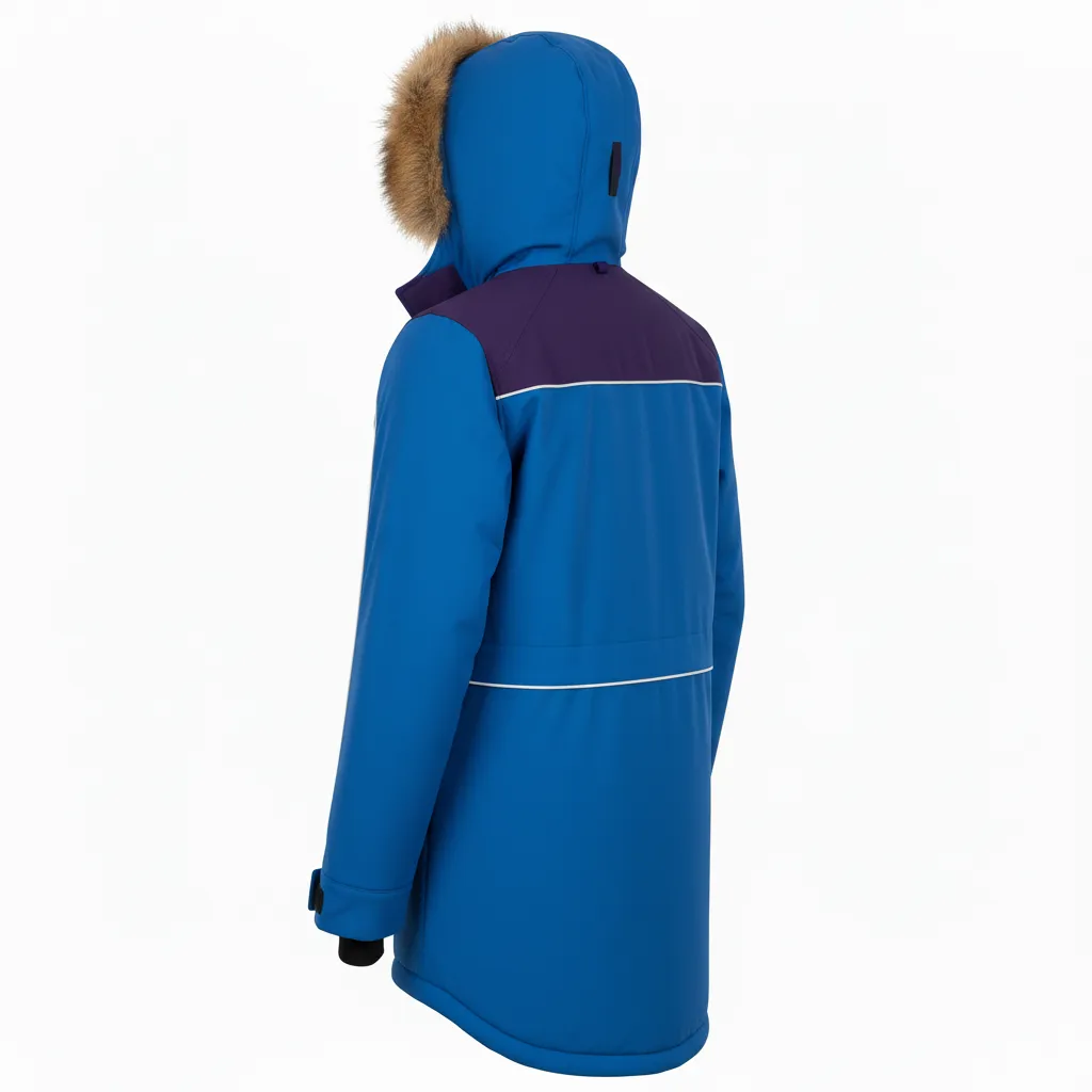 Custom Ice Hockey Parka Winter Jacket - Navy, White - Columbia - Back View - HAMCO Sports Inc.