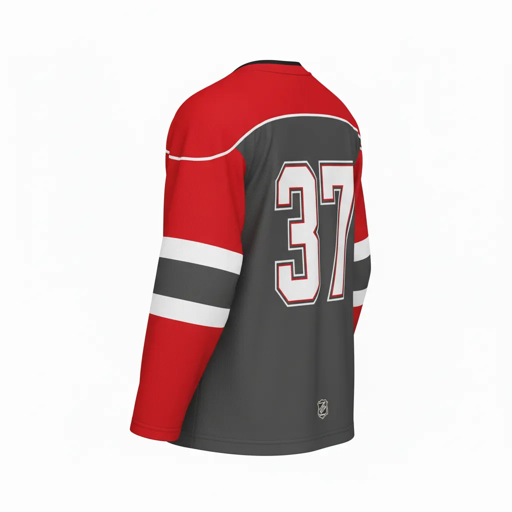 Custom Ice Hockey Practice Jersey - Red - Practice - Back View - HAMCO Sports Inc.