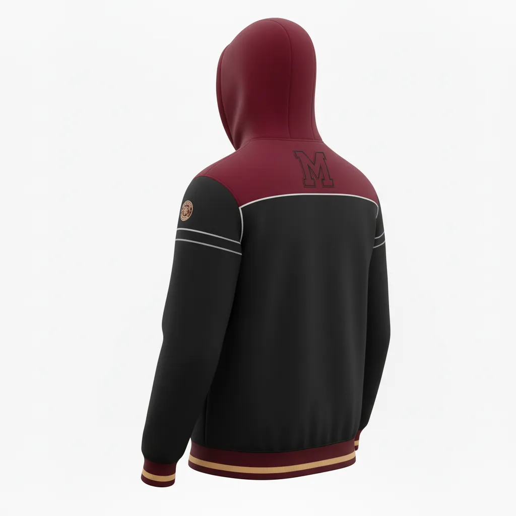 Custom Ice Hockey Pullover Hoodie - Black, Red, White - Back View - HAMCO Sports Inc.