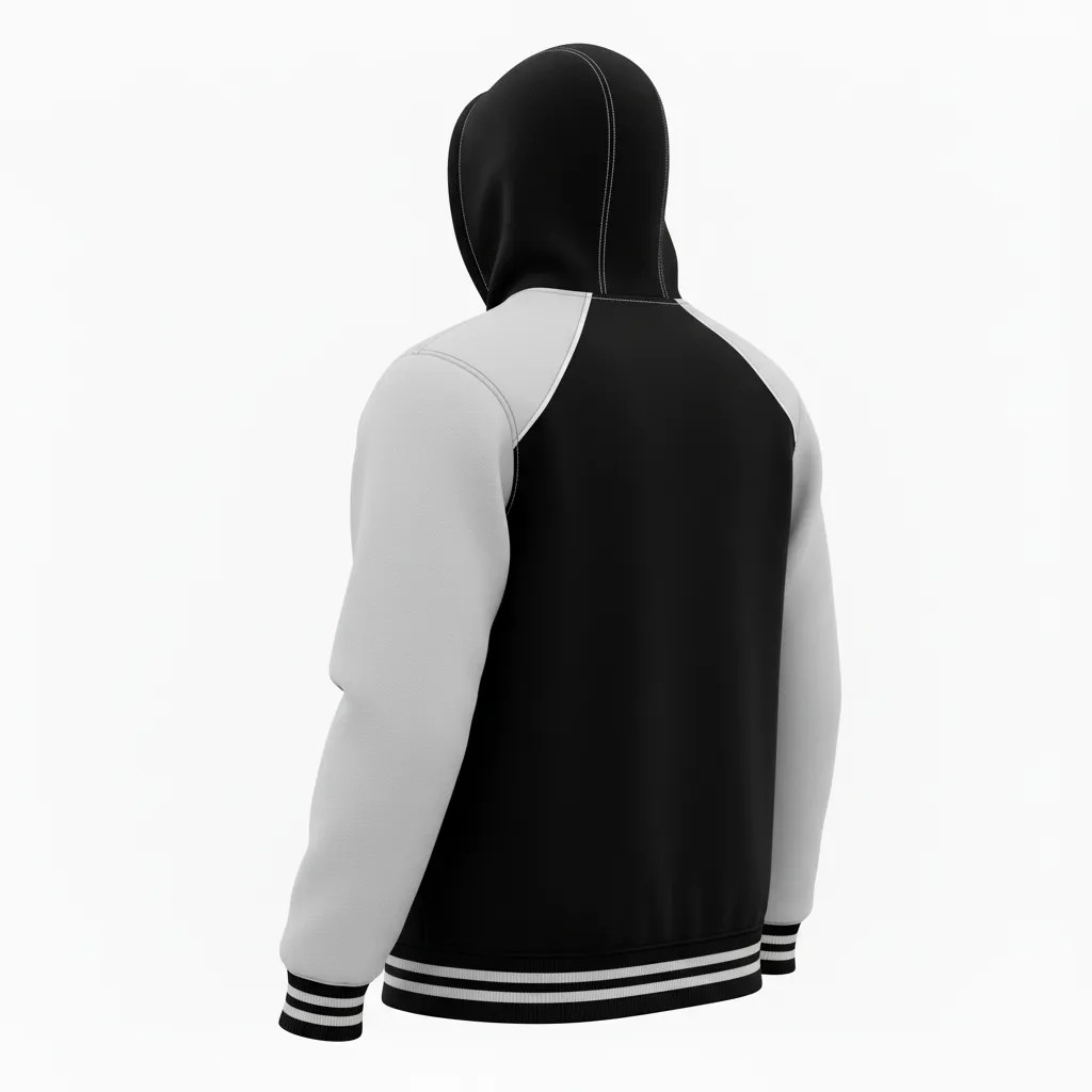 Custom Ice Hockey Pullover Hoodie - Black, White, Grey - Back View - HAMCO Sports Inc.