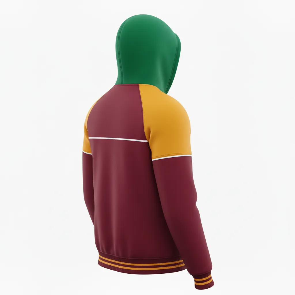 Custom Ice Hockey Pullover Hoodie - Burgundy, Gold, White - Back View - HAMCO Sports Inc.