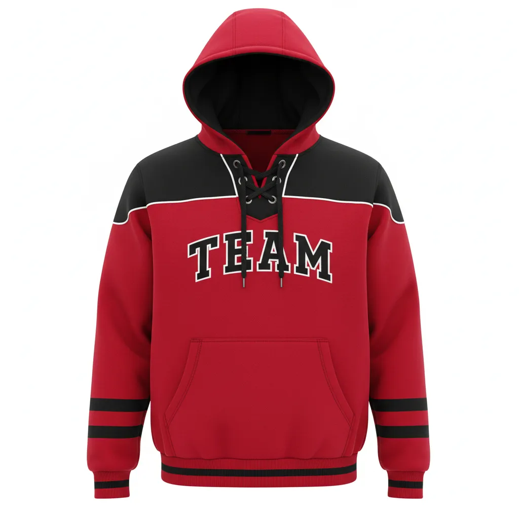 Custom Ice Hockey Pullover Hoodie - Black, White - Cardinal - Front View - HAMCO Sports Inc.
