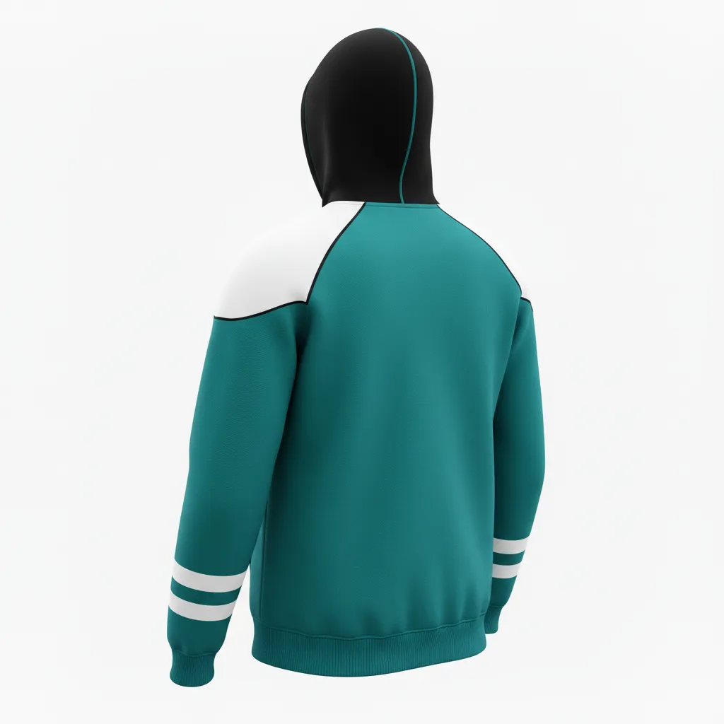 Custom Ice Hockey Pullover Hoodie - Black, White - Columbia - Back View - HAMCO Sports Inc.