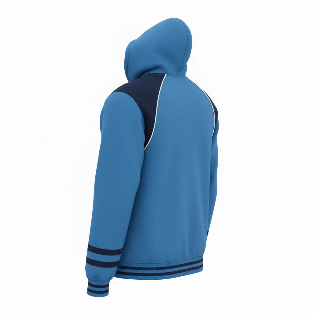 Custom Ice Hockey Pullover Hoodie - Navy, White - Columbia - Back View - HAMCO Sports Inc.