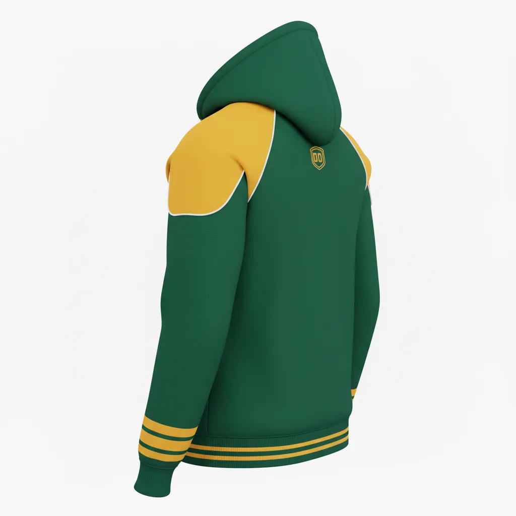 Custom Ice Hockey Pullover Hoodie - Gold, White - Forest - Back View - HAMCO Sports Inc.