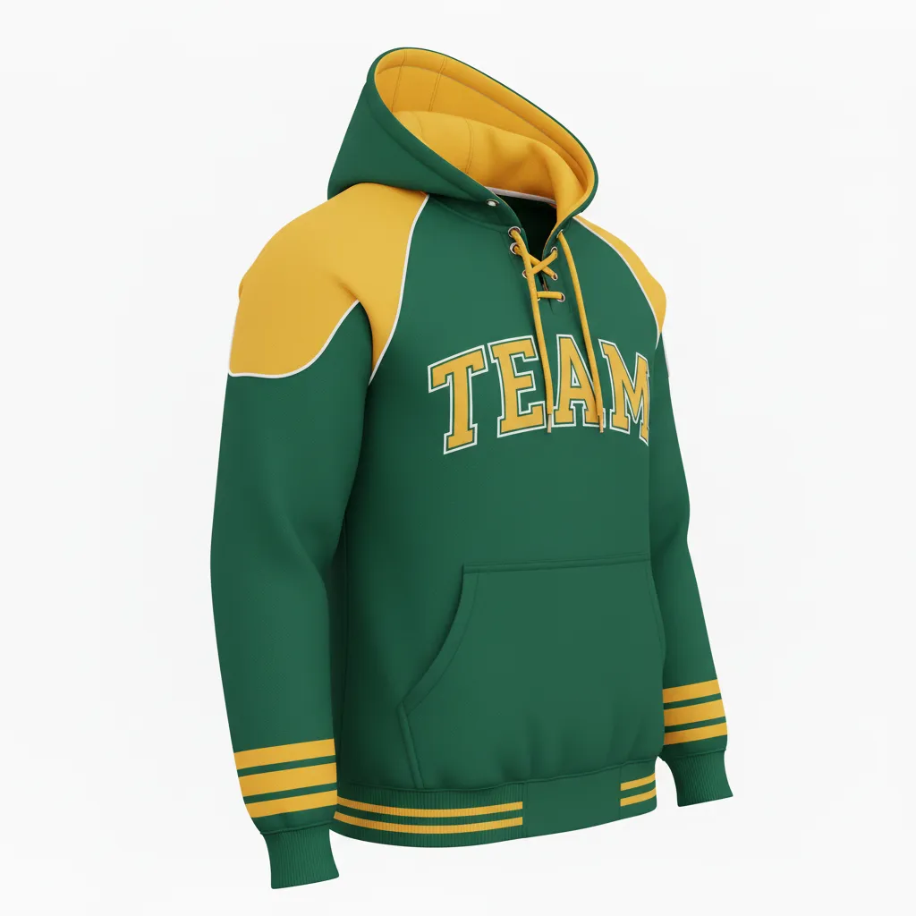 Custom Ice Hockey Pullover Hoodie - Gold, White - Forest - Front View - HAMCO Sports Inc.