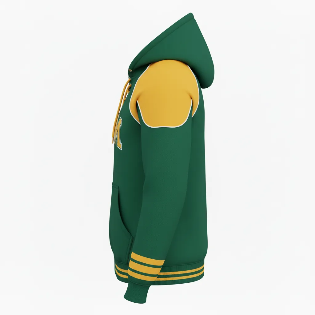 Custom Ice Hockey Pullover Hoodie - Gold, White - Forest - Side View - HAMCO Sports Inc.