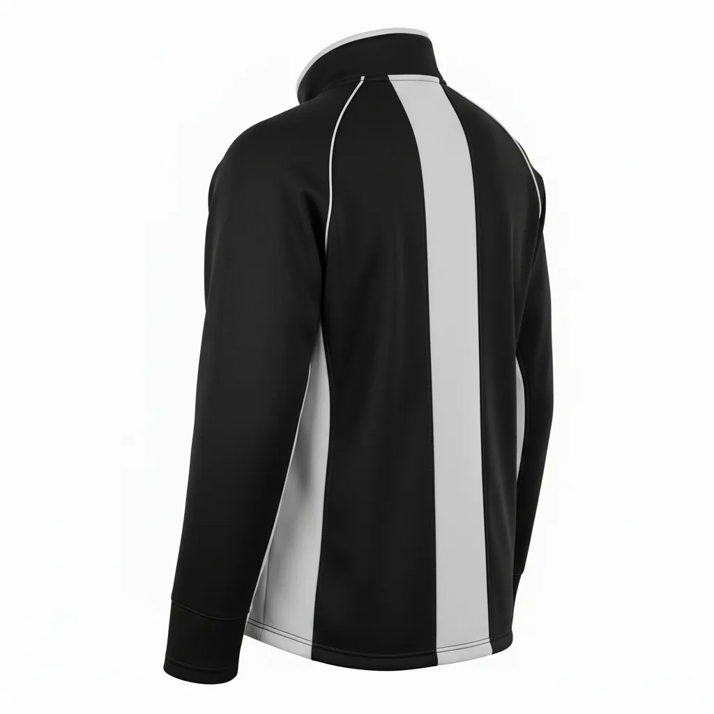 Custom Ice Hockey Quarter Zipper Pullover - Black, Silver, White - Back View - HAMCO Sports Inc.