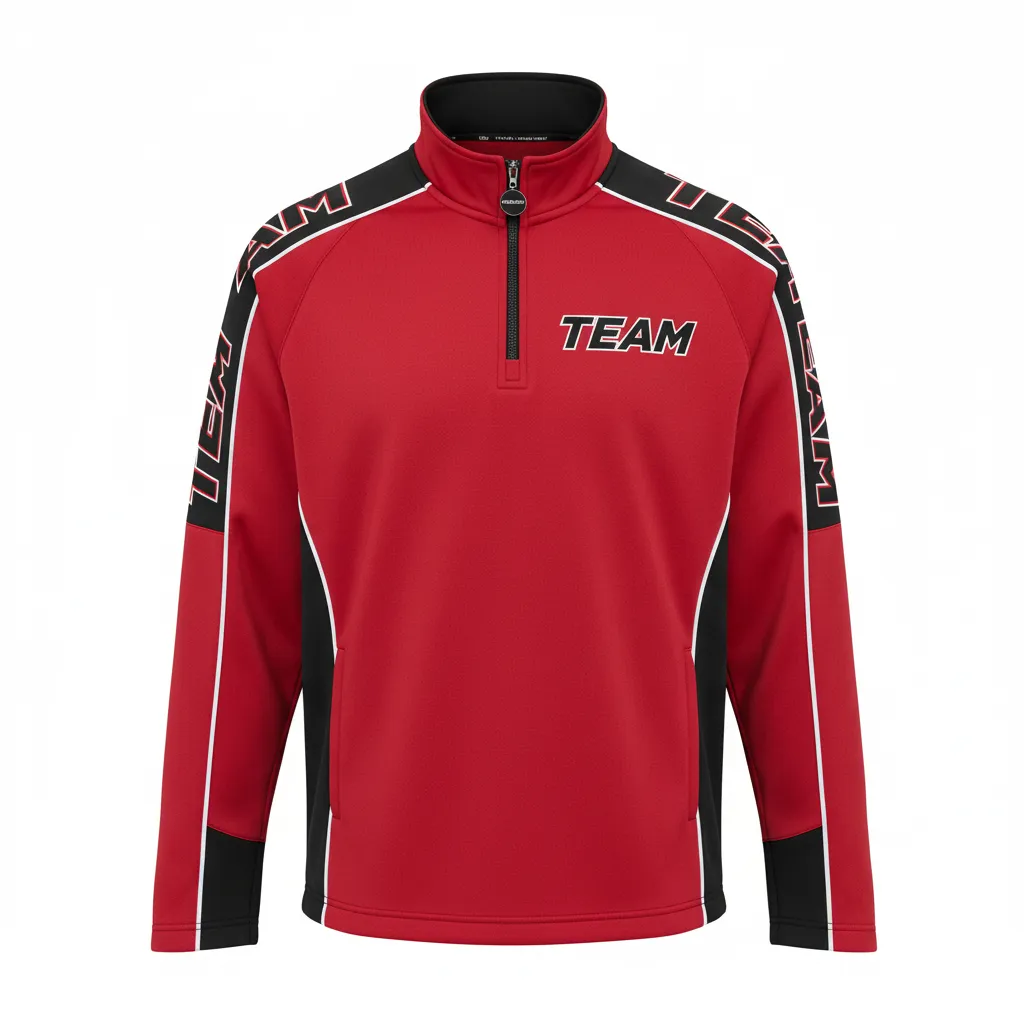 Custom Ice Hockey Quarter Zipper Pullover - Black, White - Cardinal - Front View - HAMCO Sports Inc.