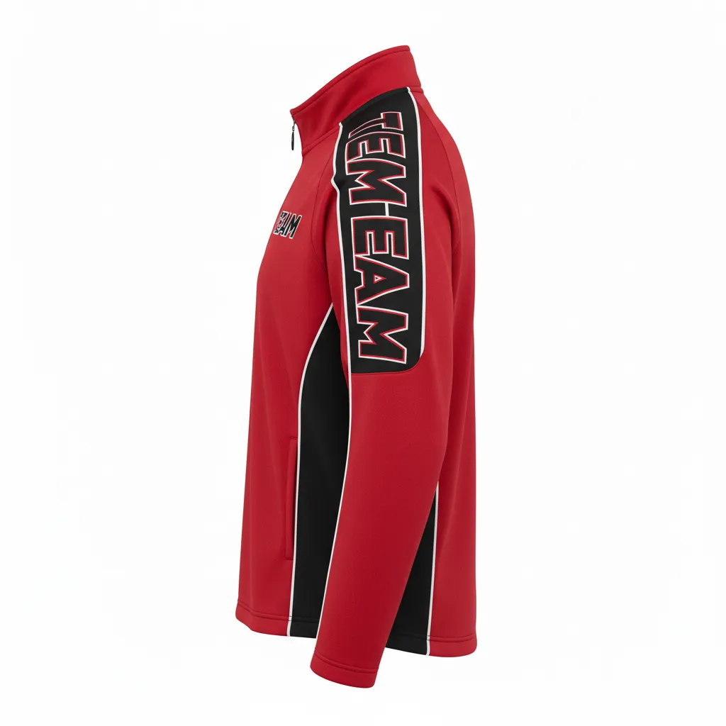 Custom Ice Hockey Quarter Zipper Pullover - Black, White - Cardinal - Side View - HAMCO Sports Inc.