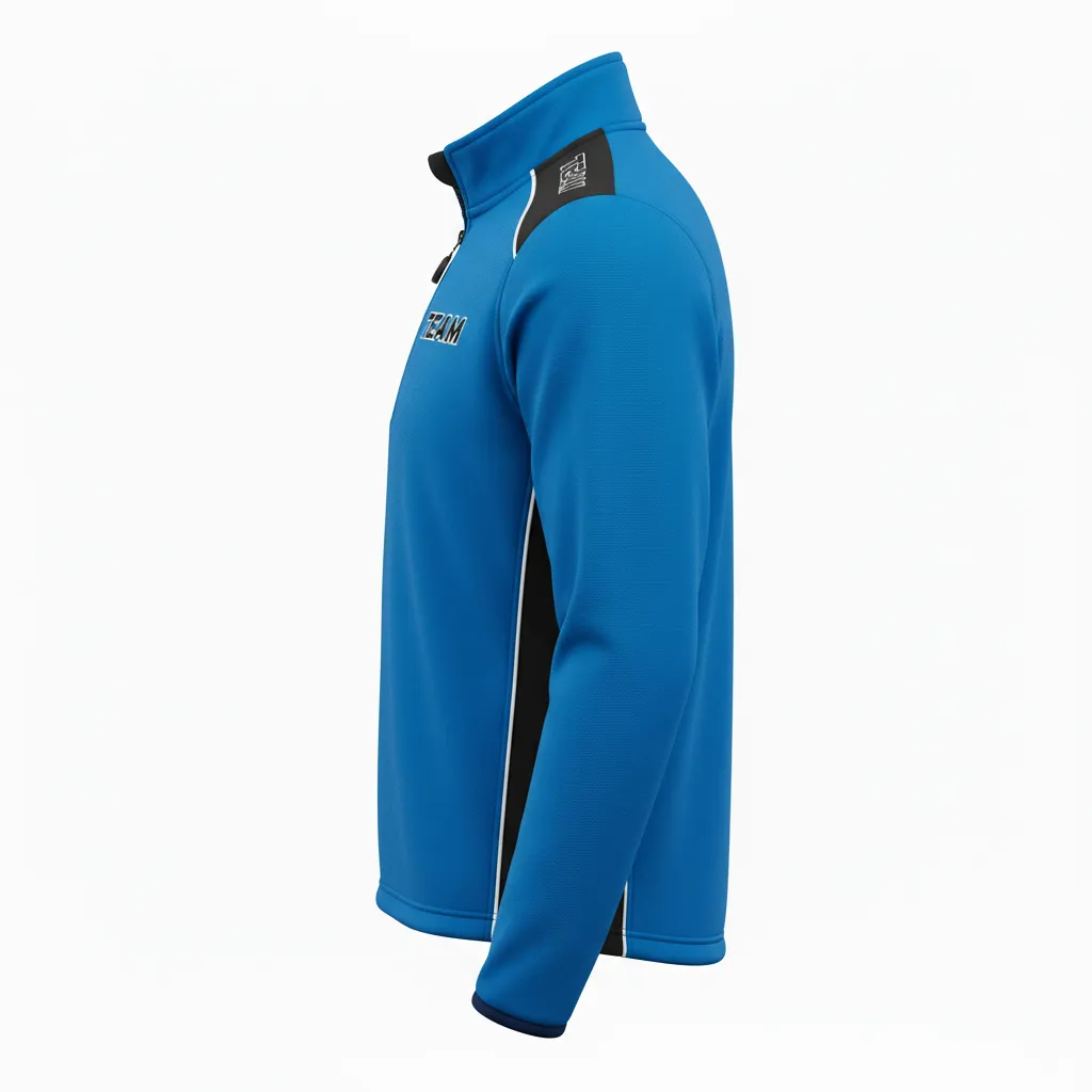 Custom Ice Hockey Quarter Zipper Pullover - Black, White - Columbia - Side View - HAMCO Sports Inc.