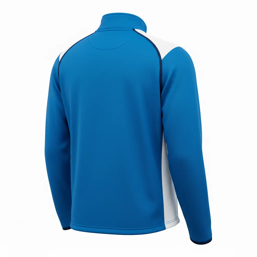 Custom Ice Hockey Quarter Zipper Pullover - White, Navy - Columbia - Back View - HAMCO Sports Inc.