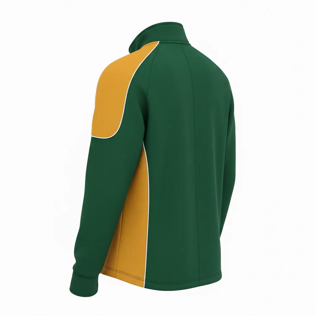 Custom Ice Hockey Quarter Zipper Pullover - Gold, White - Forest - Back View - HAMCO Sports Inc.