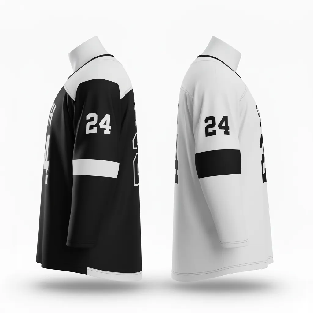 Custom Ice Hockey Reversible Hockey Jersey - Black, White - Back View - HAMCO Sports Inc.