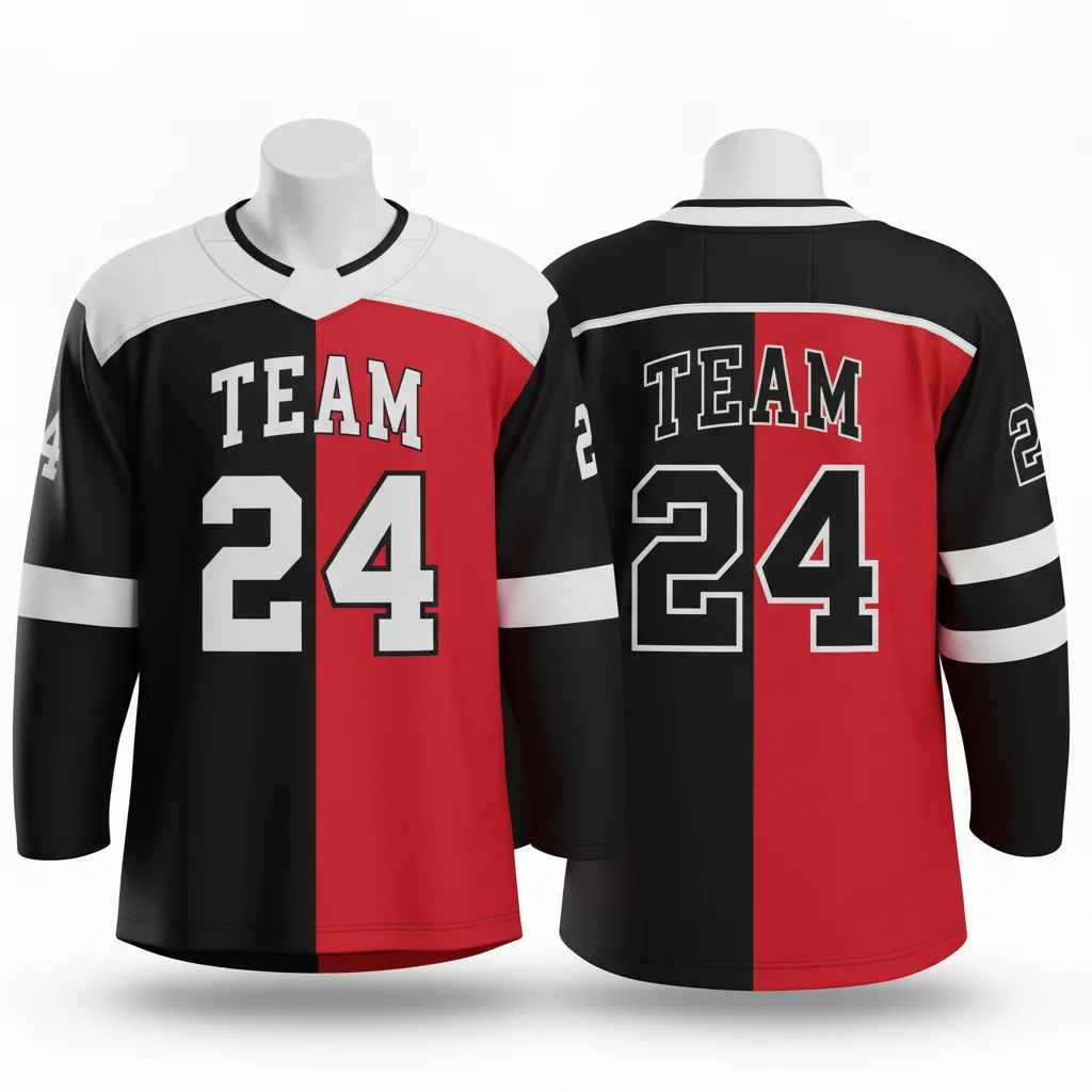 Custom Ice Hockey Reversible Hockey Jersey - Black, White - Front View - HAMCO Sports Inc.
