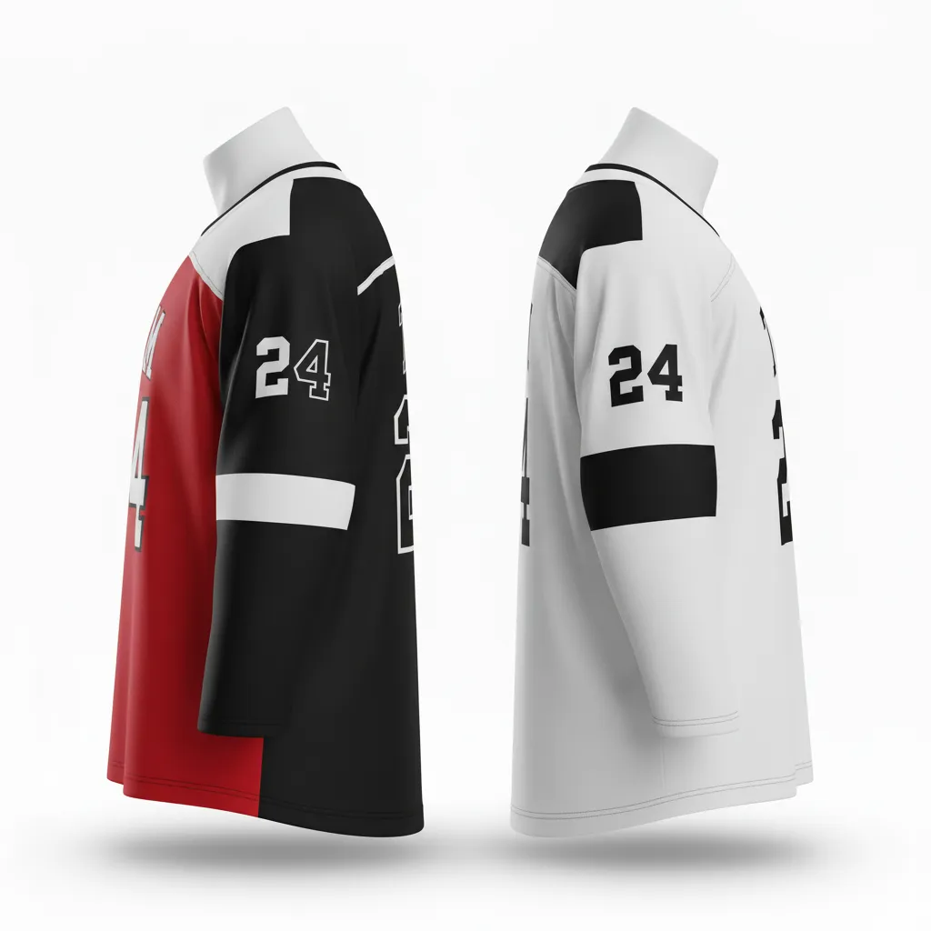 Custom Ice Hockey Reversible Hockey Jersey - Black, White - Side View - HAMCO Sports Inc.