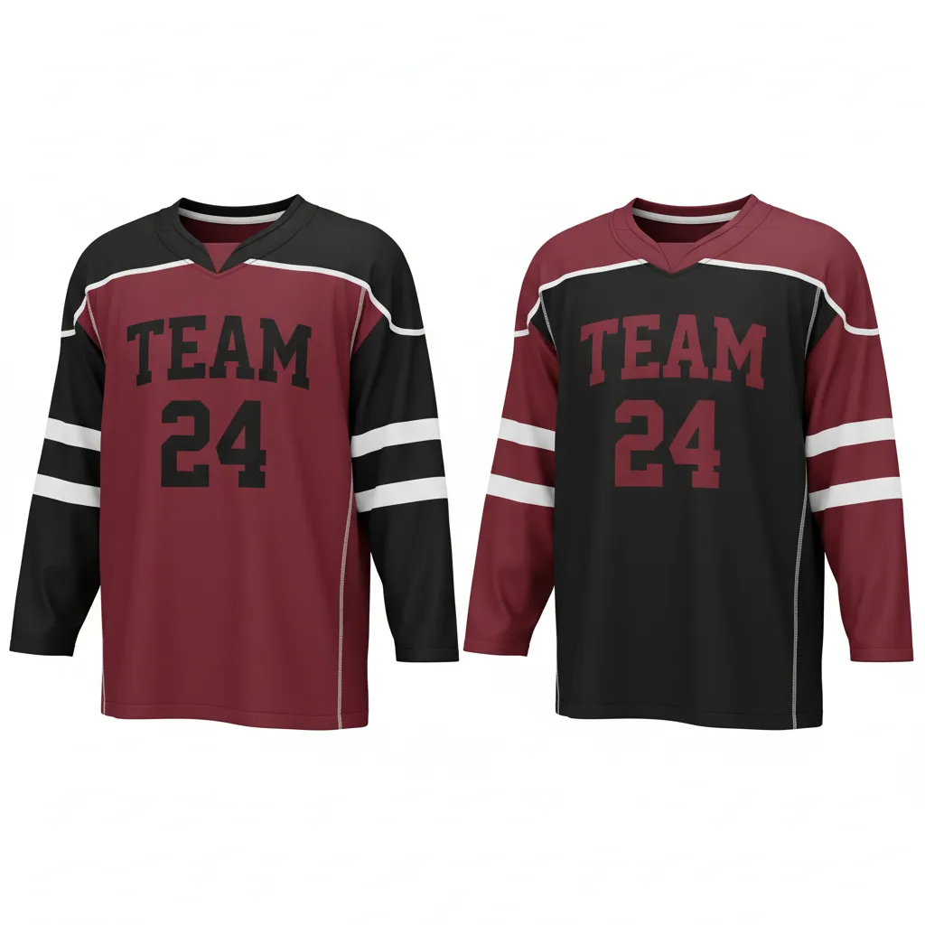 Custom Ice Hockey Reversible Hockey Jersey - Burgundy, Black - Front View - HAMCO Sports Inc.