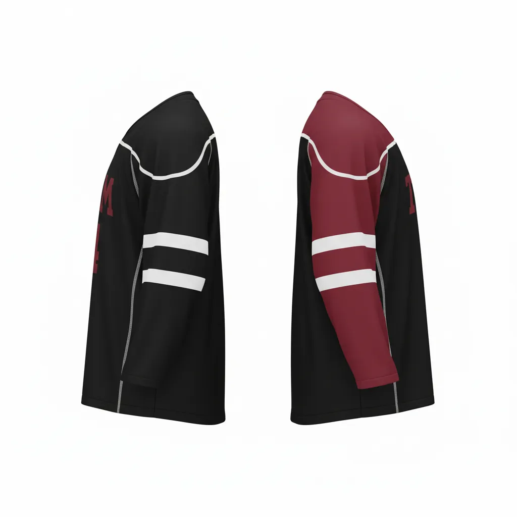 Custom Ice Hockey Reversible Hockey Jersey - Burgundy, Black - Side View - HAMCO Sports Inc.