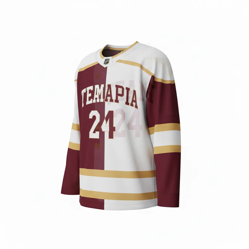 Custom Ice Hockey Reversible Hockey Jersey - Burgundy, White - Back View - HAMCO Sports Inc.