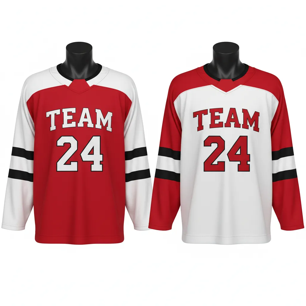 Custom Ice Hockey Reversible Hockey Jersey - White - Cardinal - Front View - HAMCO Sports Inc.