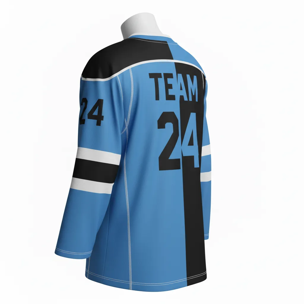 Custom Ice Hockey Reversible Hockey Jersey - Black - Columbia - Back View - HAMCO Sports Inc.