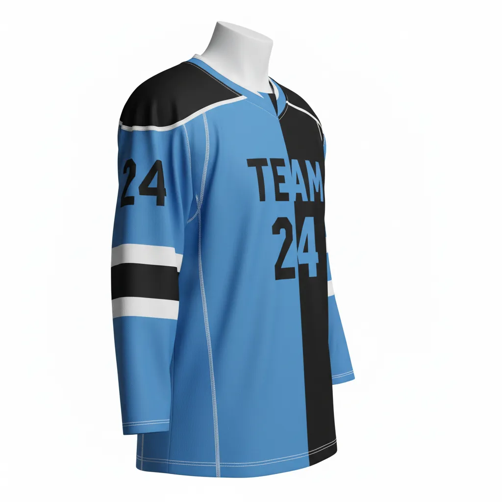 Custom Ice Hockey Reversible Hockey Jersey - Black - Columbia - Side View - HAMCO Sports Inc.
