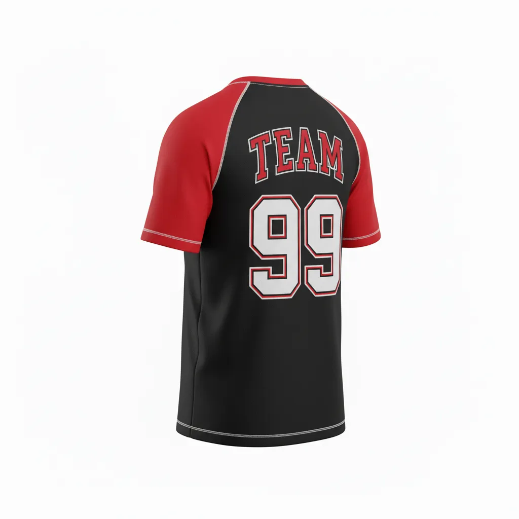 Custom Ice Hockey Short Sleeve T Shirt - Black, Red, White - Back View - HAMCO Sports Inc.