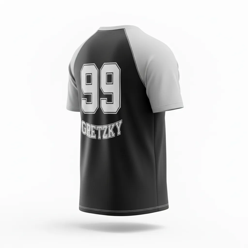 Custom Ice Hockey Short Sleeve T Shirt - Black, Silver, White - Back View - HAMCO Sports Inc.
