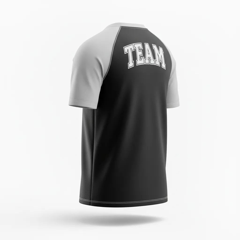 Custom Ice Hockey Short Sleeve T Shirt - Black, White, Grey - Back View - HAMCO Sports Inc.