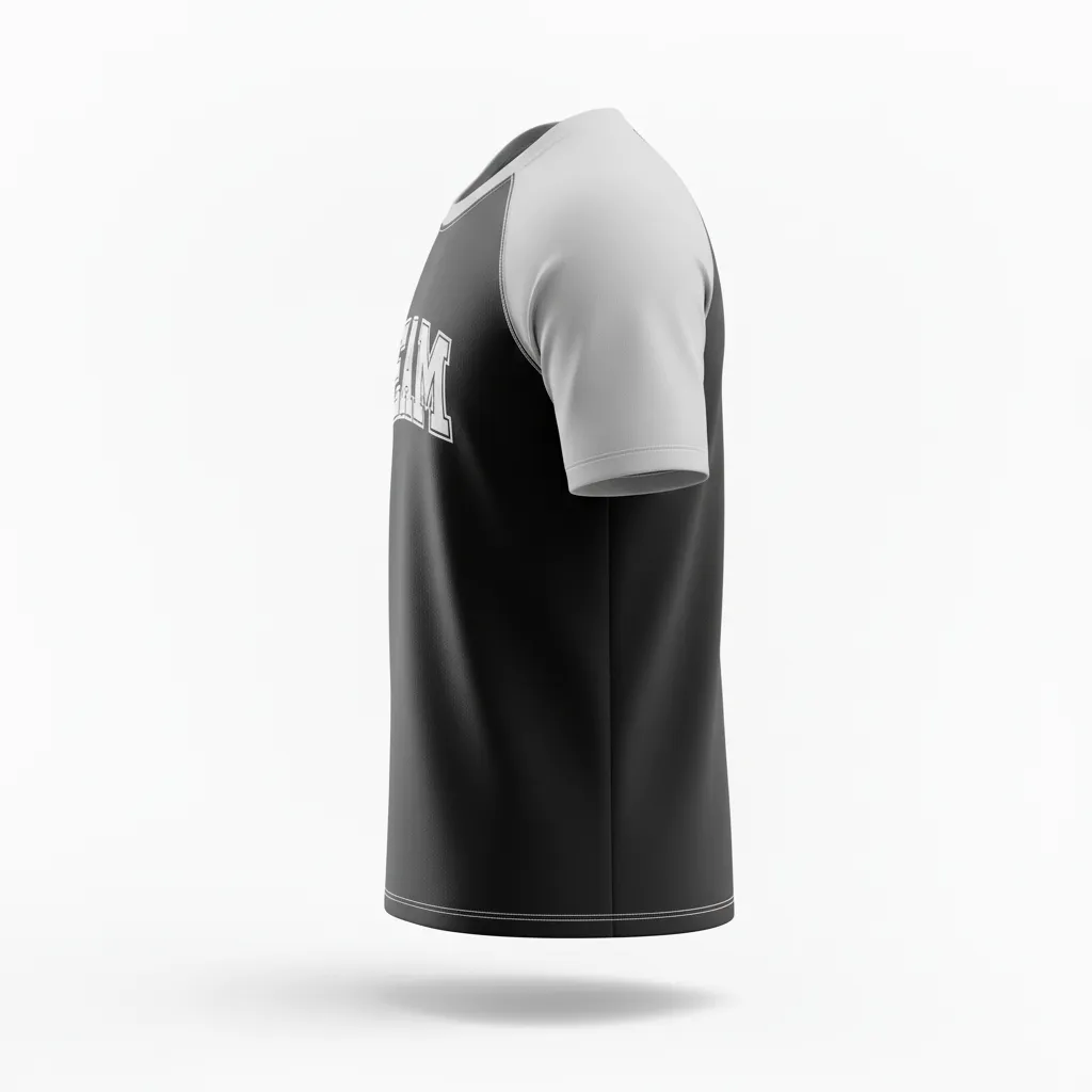 Custom Ice Hockey Short Sleeve T Shirt - Black, White, Grey - Side View - HAMCO Sports Inc.