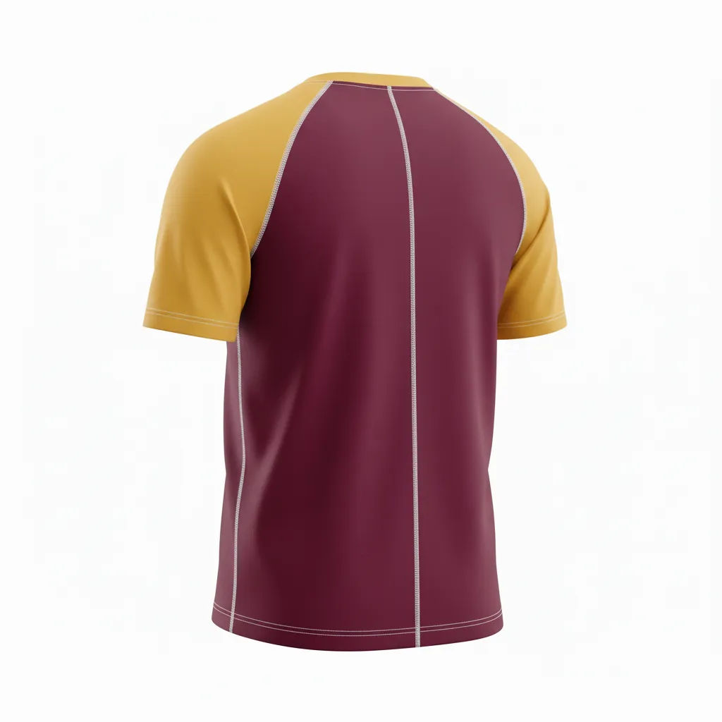 Custom Ice Hockey Short Sleeve T Shirt - Burgundy, Gold, White - Back View - HAMCO Sports Inc.