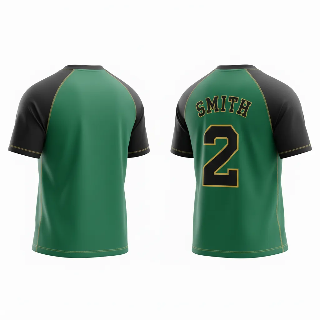 Custom Ice Hockey Short Sleeve T Shirt - Black, Gold - Forest - Back View - HAMCO Sports Inc.