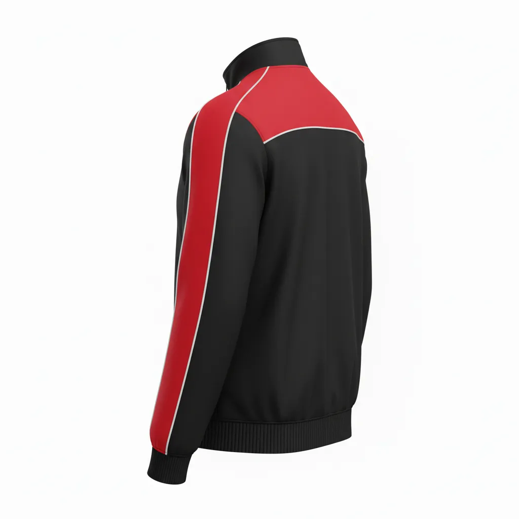 Custom Ice Hockey Track Jacket - Black, Red, White - Back View - HAMCO Sports Inc.