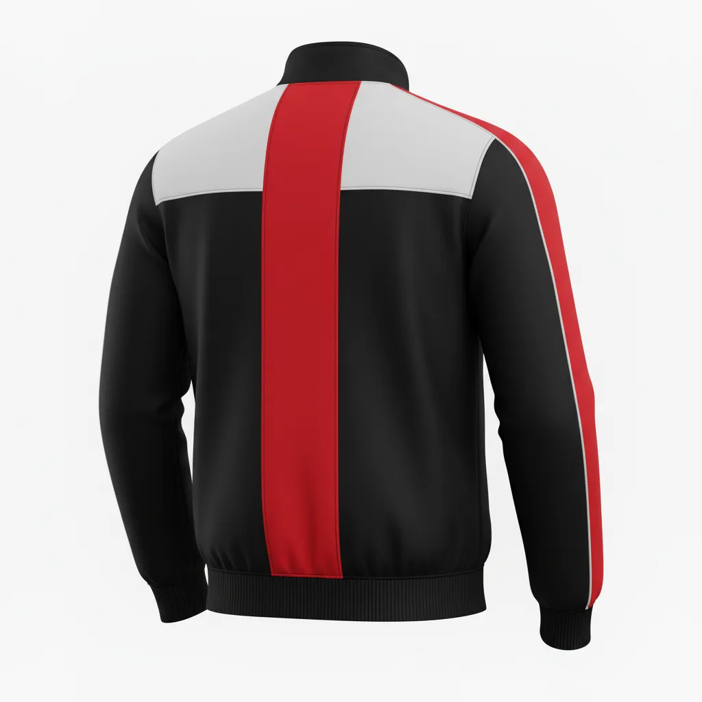 Custom Ice Hockey Track Jacket - Black, White, Grey - Back View - HAMCO Sports Inc.