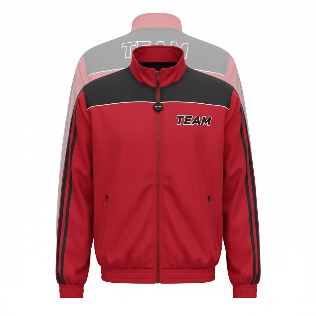 Custom Ice Hockey Track Jacket - Black, White - Cardinal - Front View - HAMCO Sports Inc.