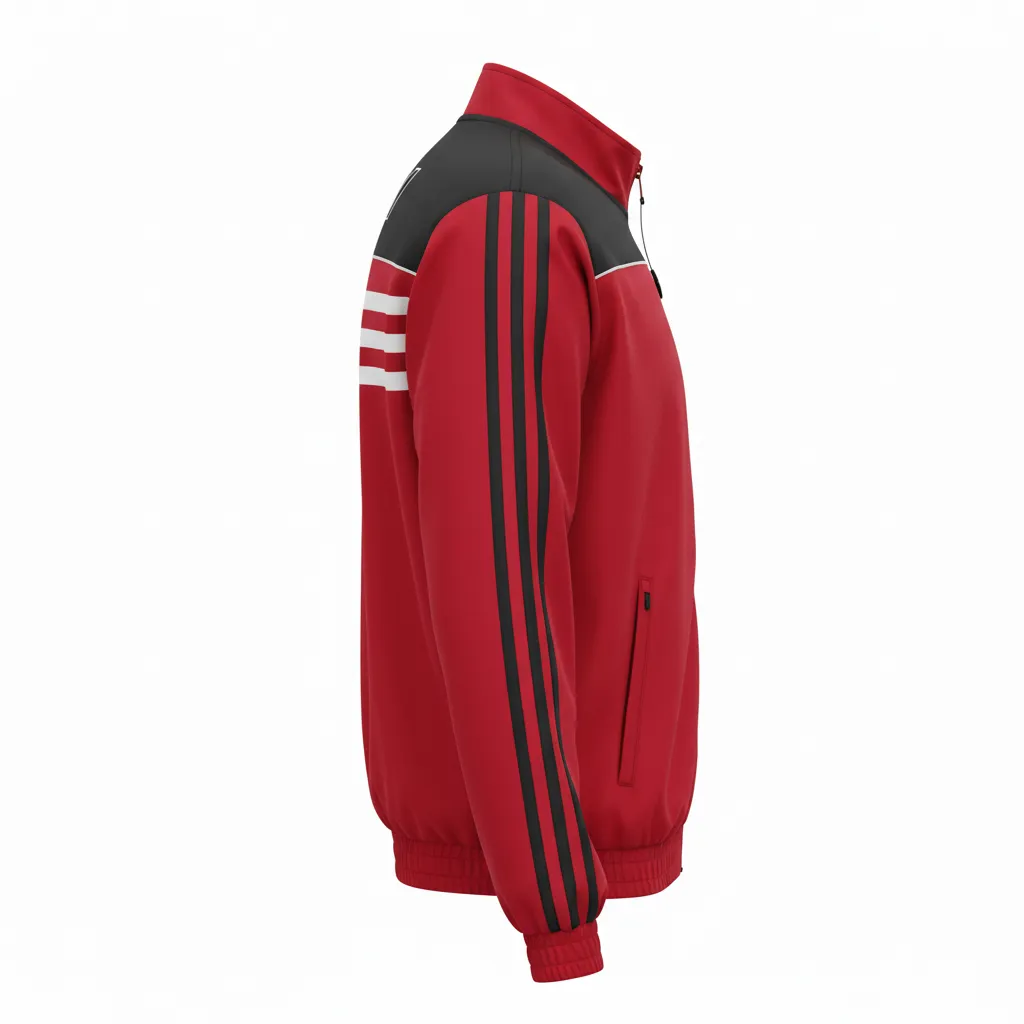 Custom Ice Hockey Track Jacket - Black, White - Cardinal - Side View - HAMCO Sports Inc.