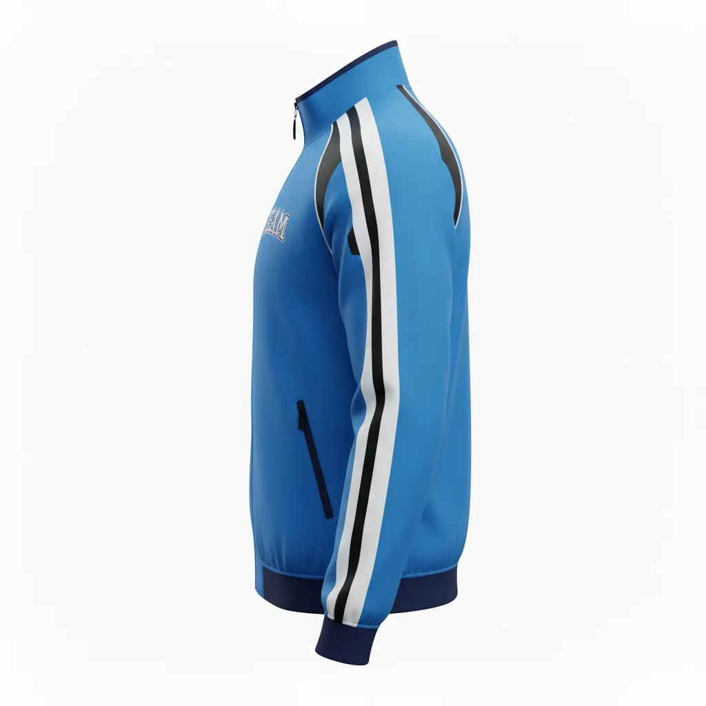 Custom Ice Hockey Track Jacket - Black, White - Columbia - Side View - HAMCO Sports Inc.