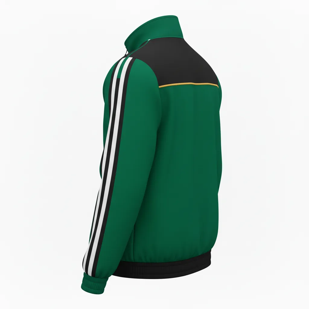 Custom Ice Hockey Track Jacket - Black, Gold - Forest - Back View - HAMCO Sports Inc.