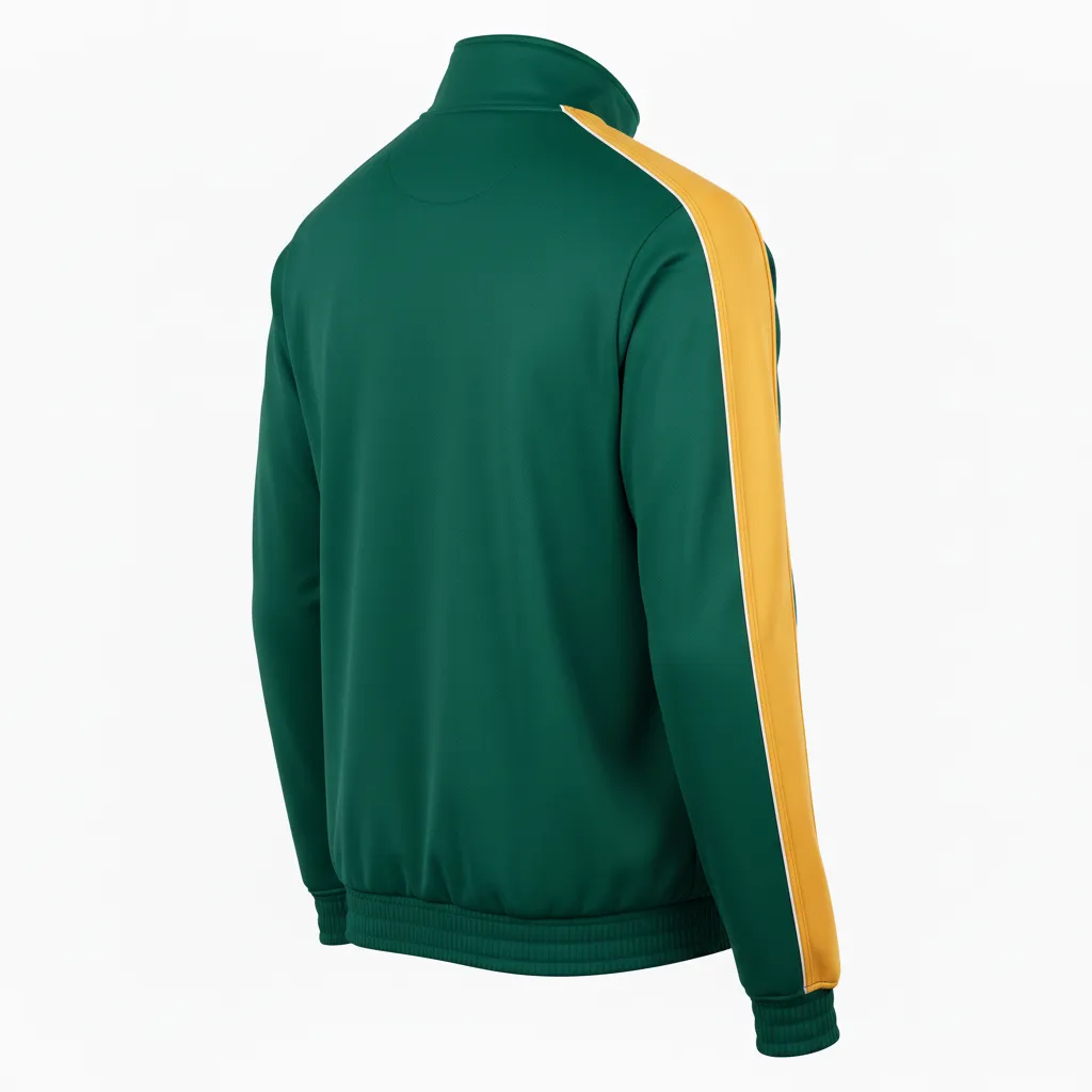 Custom Ice Hockey Track Jacket - Gold, White - Forest - Back View - HAMCO Sports Inc.