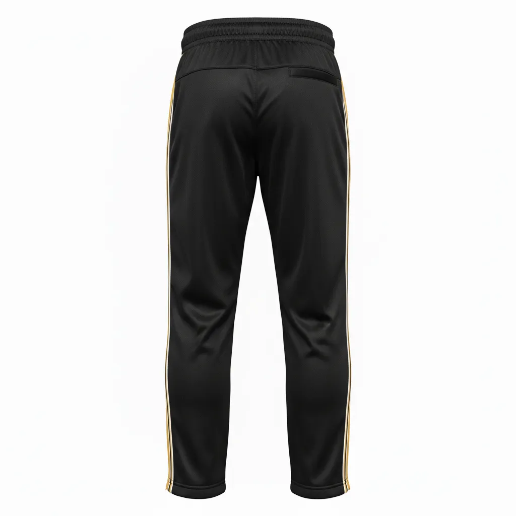Custom Ice Hockey Track Pant - Black, Gold, White - Back View - HAMCO Sports Inc.