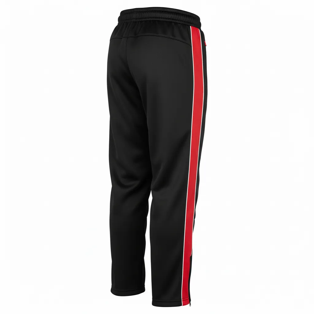 Custom Ice Hockey Track Pant - Black, Red, White - Back View - HAMCO Sports Inc.