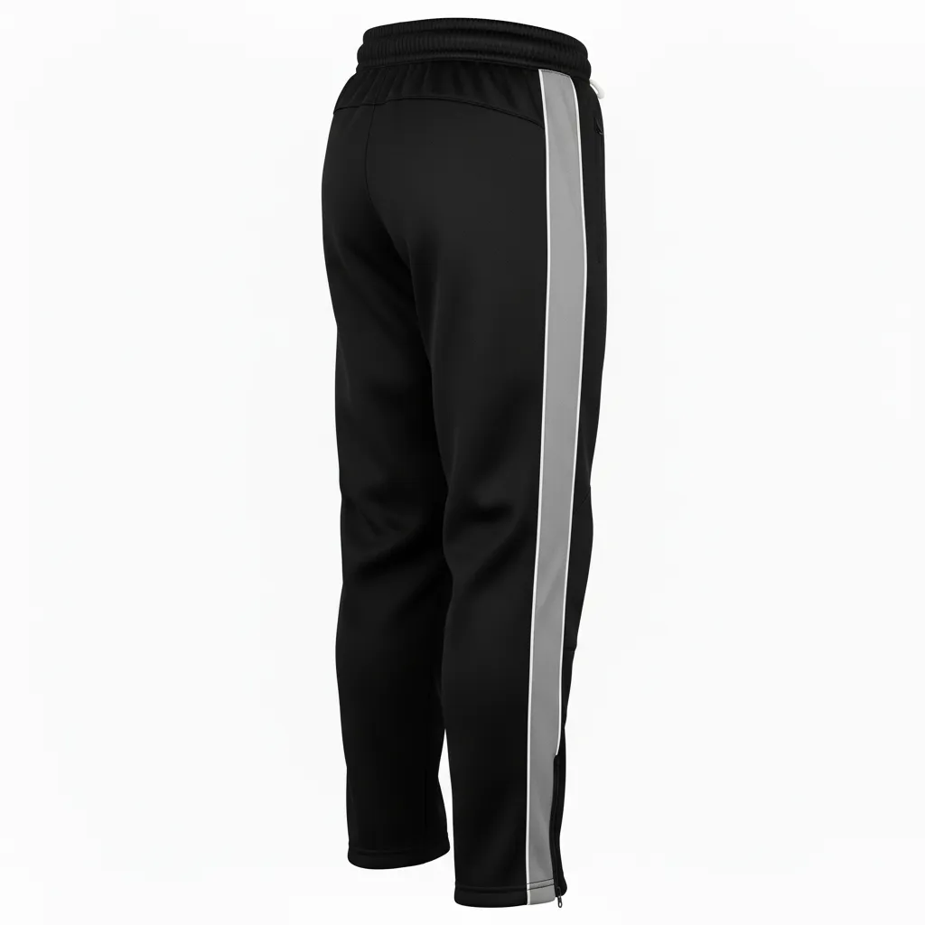 Custom Ice Hockey Track Pant - Black, Silver, White - Back View - HAMCO Sports Inc.