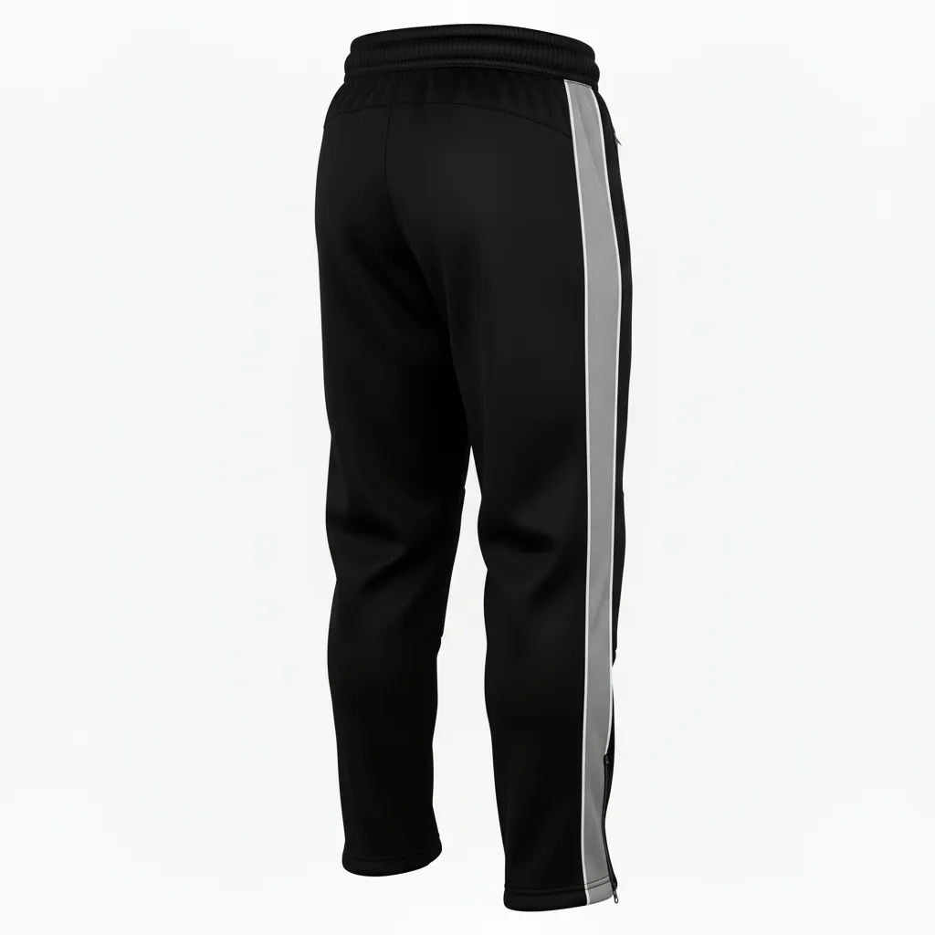 Custom Ice Hockey Track Pant - Black, White, Grey - Back View - HAMCO Sports Inc.