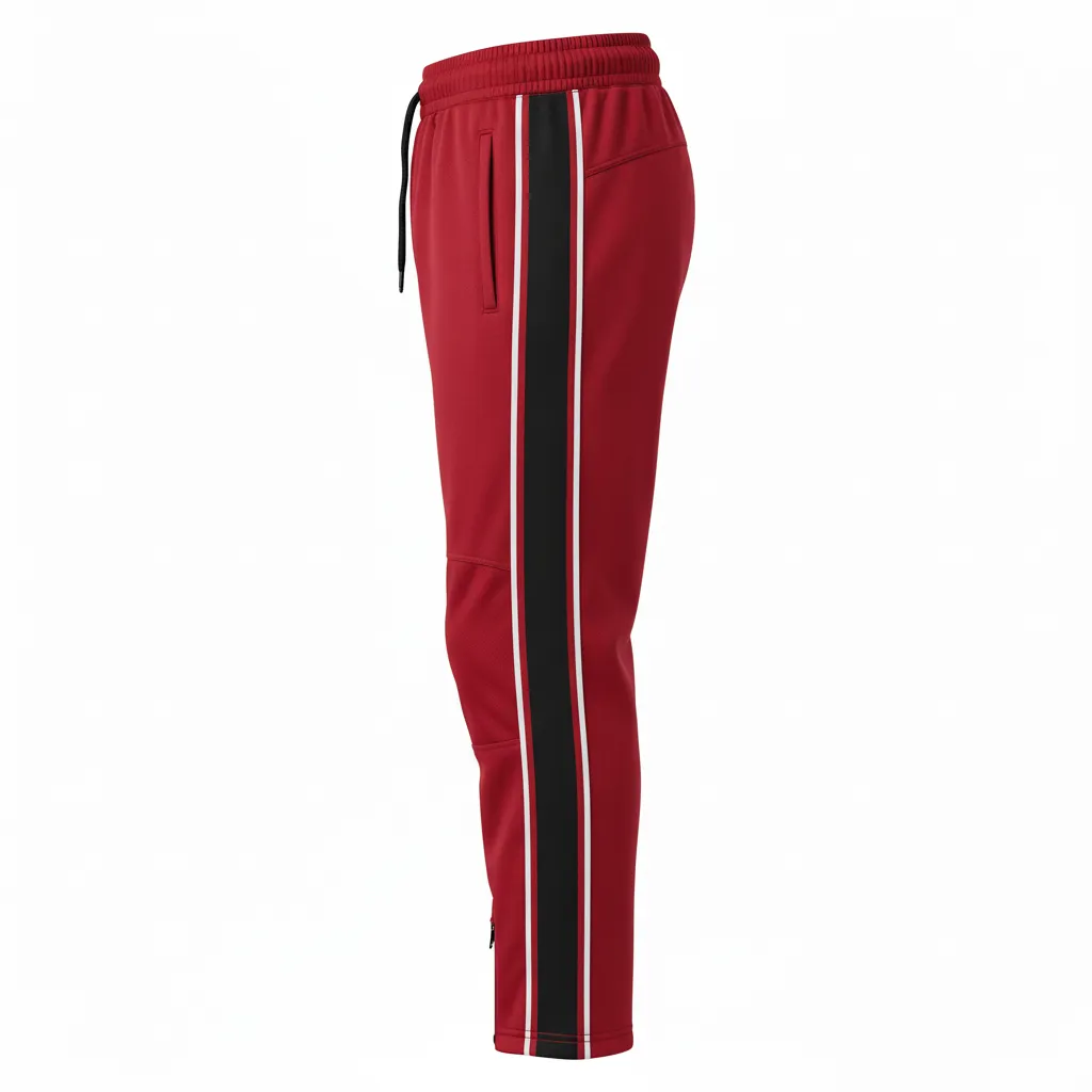 Custom Ice Hockey Track Pant - Black, White - Cardinal - Side View - HAMCO Sports Inc.